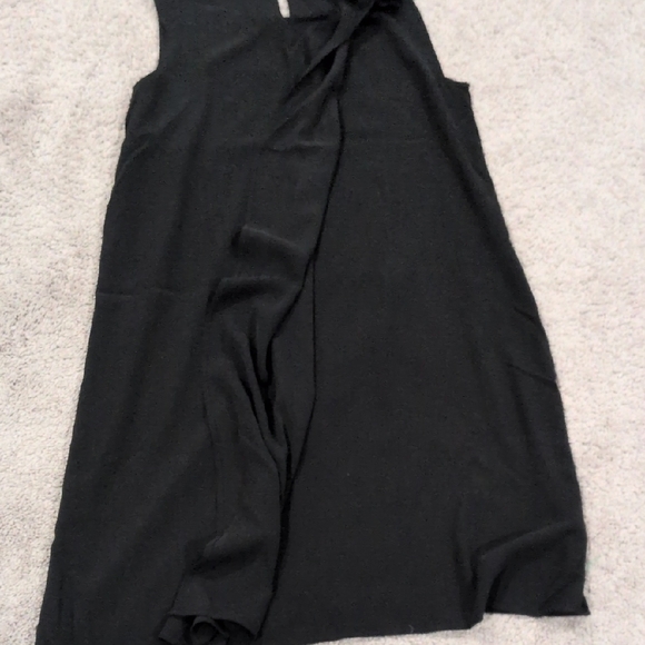 Eileen Fisher Black Silk Sleeveless Layered A-Line Dress - Medium - Picture 4 of 8